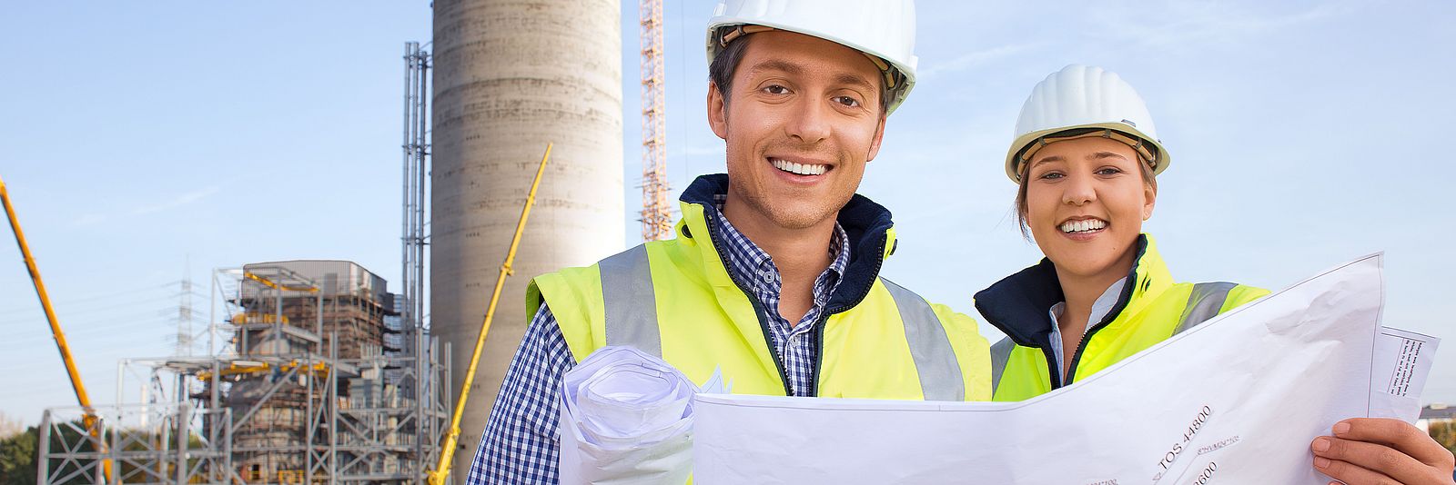 Spanish engineer looks at the construction plans
