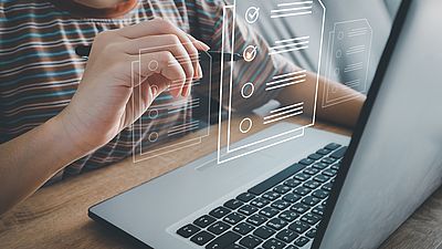 Person chops off a virtual checklist